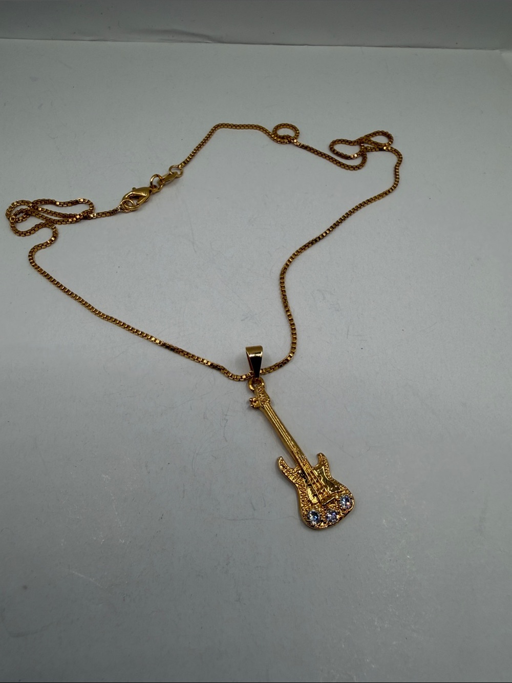 Gold Plated Guitar Pendant Necklace - Women's Jewelry